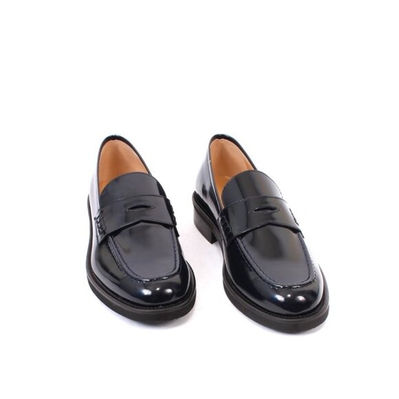 Luca Grossi 484 Navy Blue Patent Leather Classic Loafer Flat Shoe - Picture 2 of 8